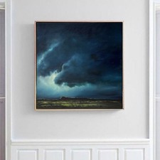 Landscape Storm - Yorkshire Artist Blue Original Oil Painting Canvas Wall Art #5