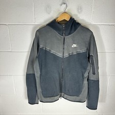 Nike Hoodie Mens Medium Grey Black Tech Fleece Sweatshirt Swoosh Old Season*