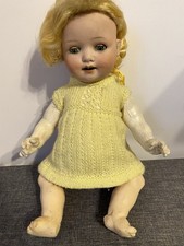 Antique Pottery Headed Doll Clay Body Moving Eyes And Limbs