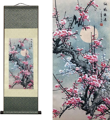 Japanese floral wall scroll - japanese,