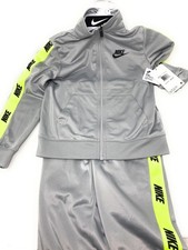 Nike Kids Boy's Logo Taping Jacket Pants Two-Piece Track Set Gray Green 6 NWT