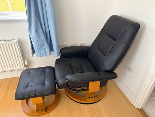 Black leather recliner chair - recliner,