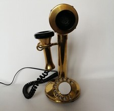 Vintage Antique Style Brass Candlestick BT Telephone - Working But With Issues