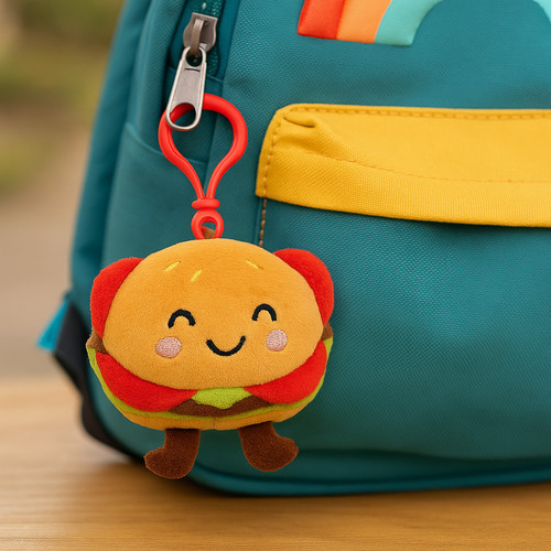 Foodies burger plush keychain - burger,