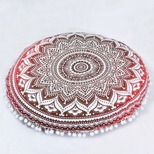 22in Red Mandala Round Cushion