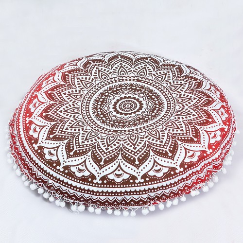22in red mandala - round, cushion