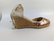Clara Duran Leather Canvas Wedge Ankle Lace Espadrille Shoes Uk 8 Eu 42