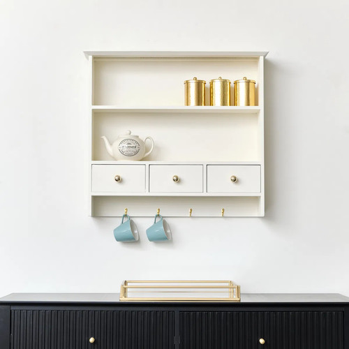 Large ivory wall shelf unit - wall,