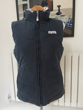 Women’s PUFFA navy/ white floral print reversible padded gilet, UK12