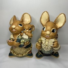 Vintage Pendelfin Mother & Baby, Father Stoneware Collectible Figures
