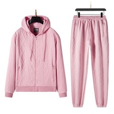 Womens Ladies Tracksuit Jacquard Hooded Tracksuit Sweater Trouser Co-ord Set