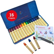 Stockmar Beeswax Stick Crayons, Set of 16 - Non Toxic, Jumbo Crayons, Beeswax Cr