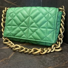 Gorgeous Bag Green! ZARA quilted shoulder bag with chunky chain strap