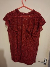 F & F Tesco Women's Red Lacy Top Size 16