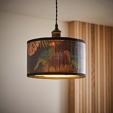 Jungle Print Lampshade Easy Fit Ceiling Lamp Drum Light Shade Bamboo LED Bulb