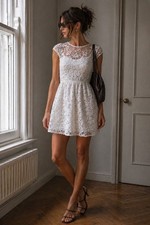 Zara Ivory Lace Mini Dress -