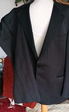 Magee Geneva Dress T1 Black Wool Blend Dinner Formal Suit 46/41 Leg 32", Stripe 