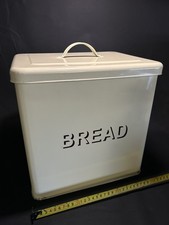 Vintage cream metal bread box