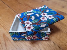 Emaux Longwy made in France cherry blossom design small trinket box condition ?