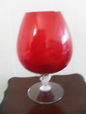 Large Oversized Red Brandy Glass 26 cm with clear twist stem
