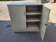 Double-Door Wood Office Storage Cupboard – Maple, Lockable. UK Delivery  ?