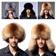 Winter Men Thick Ushanka Snow Hat Faux Fur Warm Thermal Russian Cossack Trapper