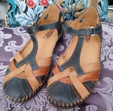 PIKOLINOS Ladies Navy/Brown VALLARTA Soft Leather Closed Toe Sandals EU40/UK 7
