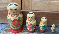 Russian Doll Set Wooden vintage Ornaments X4 Stacking Nesting Dolls Good Cond