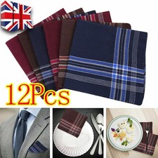12PCS Mens Handkerchiefs Gents Hankies Cotton Blend Handkerchiefs Hanky Gift