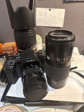 Minolta A-7 Maxxum 7 Dynax Film Camera with 3 lenses