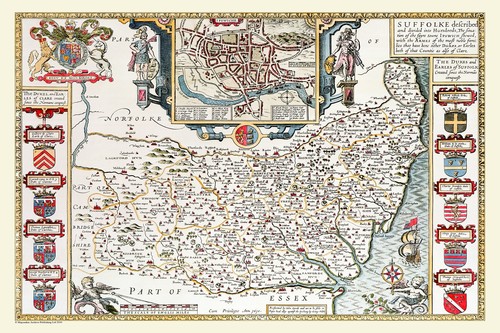 Old map suffolk 1611 - suffolk, by