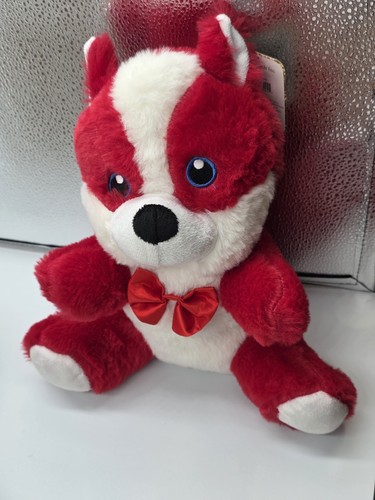 Fuzzy red dog teddy bear - fuzzy,