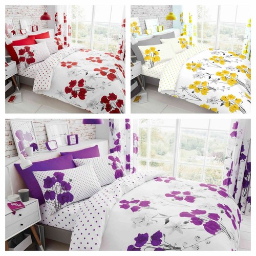 Poppy floral polka - poppy, duvet