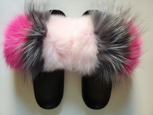 Womens fashion fur slides flip - womens,