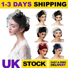 Women Ladies Fascinator Hat with Veil Wedding Hat Party Hat Pillbox Hat Bowler `