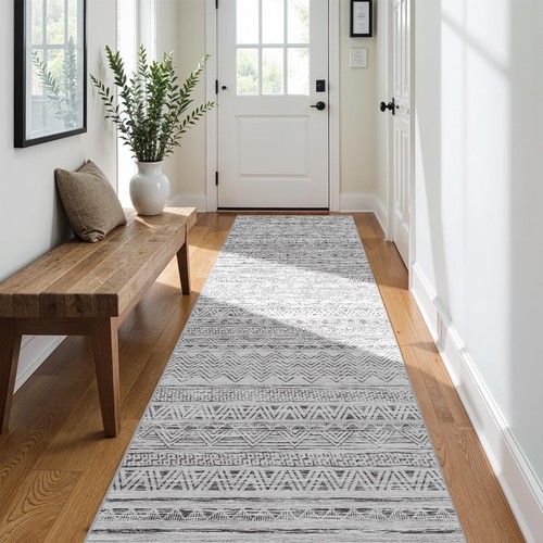 3x10 grey runner rug - rug, washable