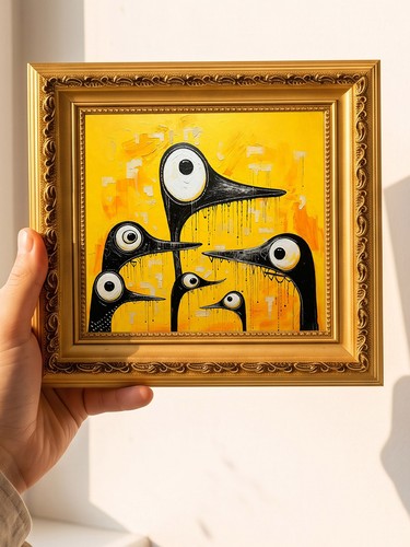 Abstract birds yellow original - abstract,