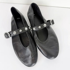 Zara Womens Black Leather Mary