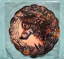 Wolf design Round hanging window ornament. NEW In Packaging.