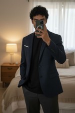 Y2k Zara Old Label Men's Suit Blazer Size Small Dark Grey