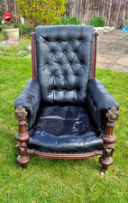 VICTORIAN PERIOD BLACK LEATHER