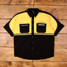 Vintage Bombardier Workwear Shirt Button L Ski-doo Racer Mens Short Sleeve