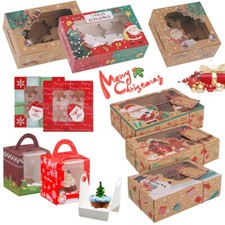 Christmas Xmas Mini Cupcake Boxes Hold 1 4 6 Cupcake Boxes With Window Cup Cakes