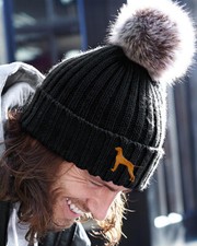 Vizsla Clothing Gifts, Faux Fur Chunky Knit Pom Pom Beanie Hat.