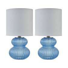 Modern Set of 2 Blue Ribbed