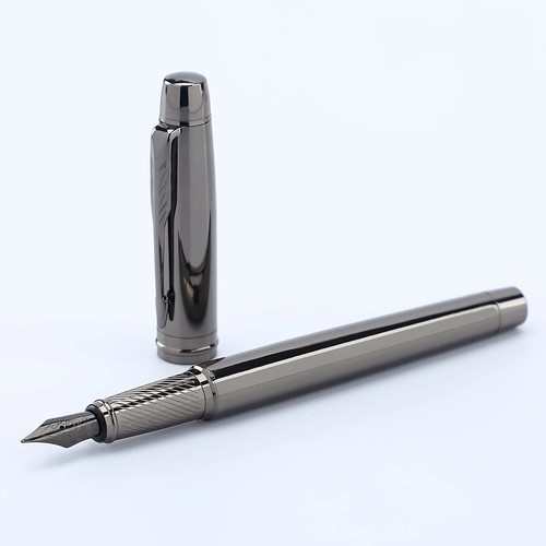 Silver grey metal fountain pen - silver,