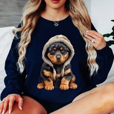 Rottweiler Puppy Dog Animal Womens Sweatshirt Hooded Illustrated Jumper