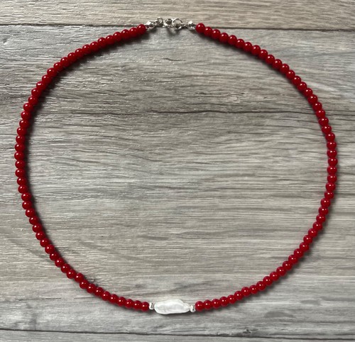 Red coral necklace with