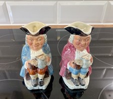Pair of Vintage Hand Painted Toby Jugs - Made In England