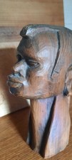 African Tribal Art Carving Wooden Head Sculpture Ethnographic Art